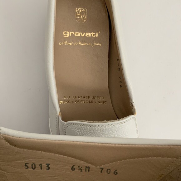 Gravati Loafers Size 6.5M White Blue All Leather Hand Made Cap-toe Italy - Picture 6 of 12